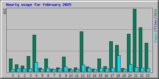 Hourly usage for February 2025